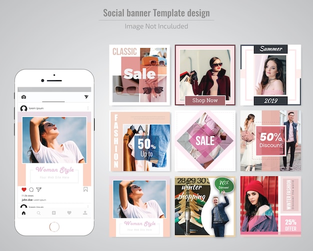 Premium Vector | Fashion discount social media post template