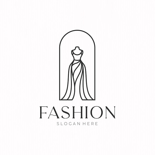 Fashion dress shop business logo template design