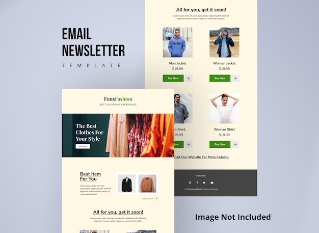 Vettore newsletter e-mail di moda per il marketing