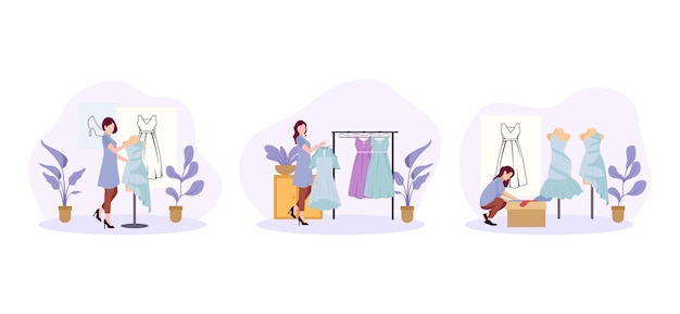 fashion flat bundle design illustration