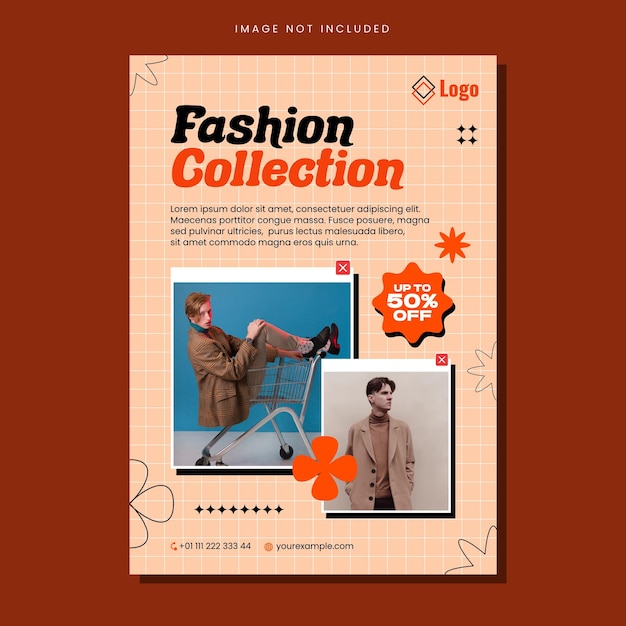 Vector fashion flat design flyer template