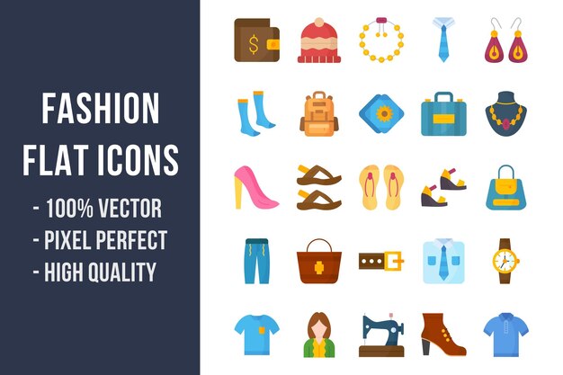 Fashion Flat Multicolor Icons