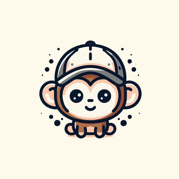 Vector fashion forward monkey with a cute cap