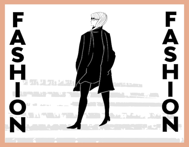 Vector fashion forward vector silhouettes modern woman in black and white