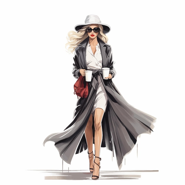 Vector fashion girl in fashionable clothes