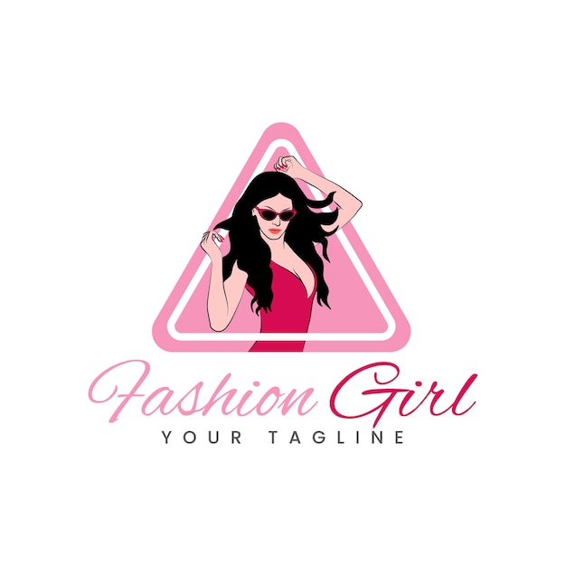 Логотип модной девушки с тусовщицей