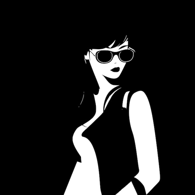 Vector fashion girl minimalist en simple silhouette vector illustratie