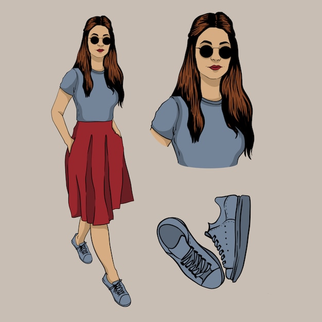 Vector fashion girl