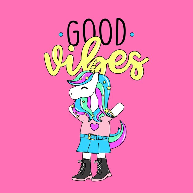 fashion good vibes unicorn with colorful hair