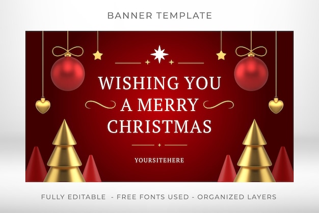 Saluto di moda buon natale congratulazioni banner web modello realistico 3d icona disegno vettoriale