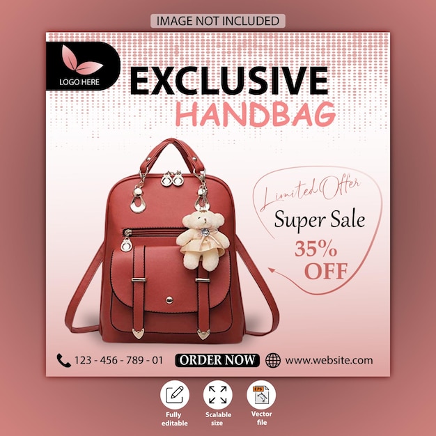 Fashion handbag sale social media and Instagram post Premium Vector