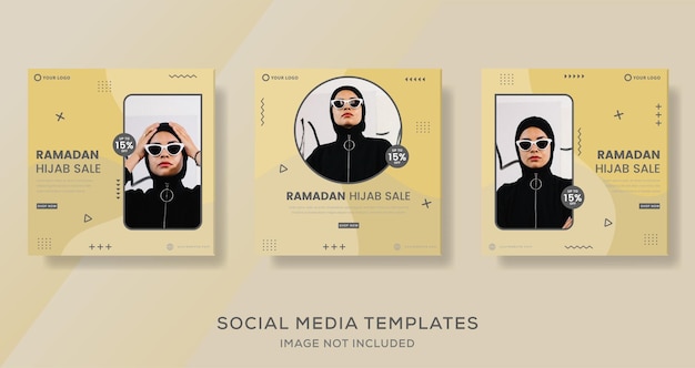 Fashion hijab sale banner template post premium vector