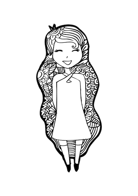 ファッション流行に敏感な女の子zentangle