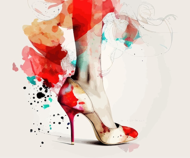 Fashion illustration of woman legs and high heels vector illustration desing