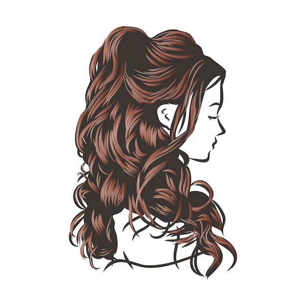 Fashion illustration. Woman with stylish hairstyles, vector sketch
