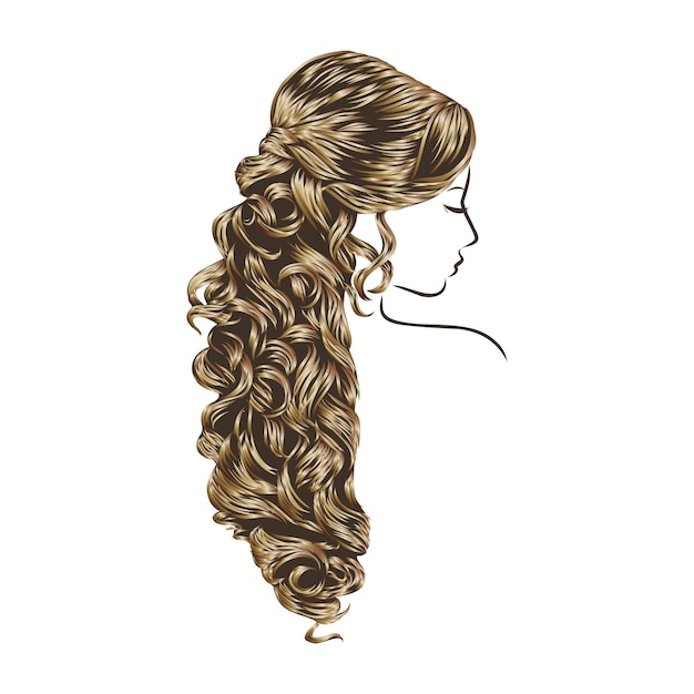 Fashion illustration. Woman with stylish hairstyles, vector sketch