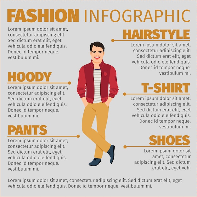 Fashion infographic template with happy student