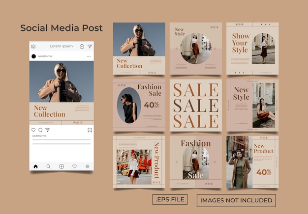 Collezione di banner per post instagram di moda