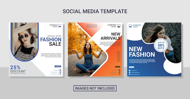 Fashion instagram post template set