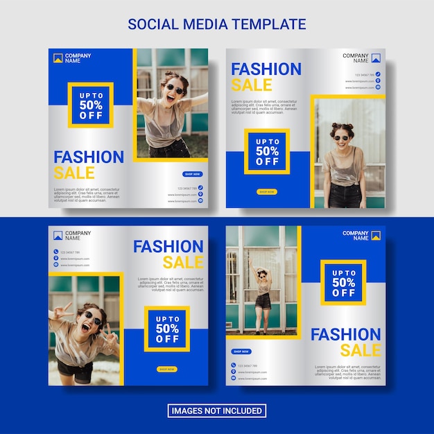 Fashion instagram post template set