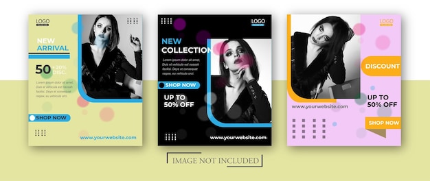 Vector fashion instagram post template set