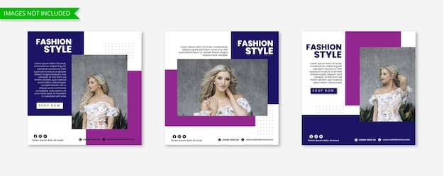 Vector fashion instagram post template set