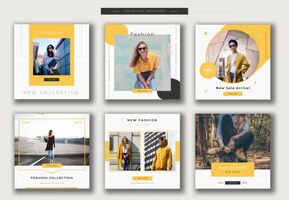 Fashion instagram post template or square banner collection