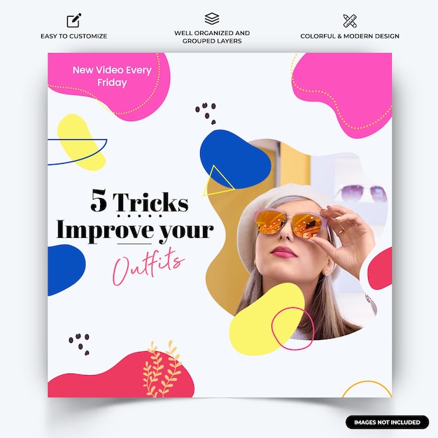 Vettore di modello di banner web post di moda instagram vettore premium