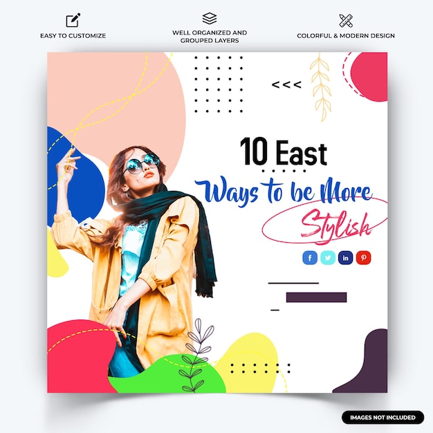 Fashion Instagram post web banner template vector Premium Vector