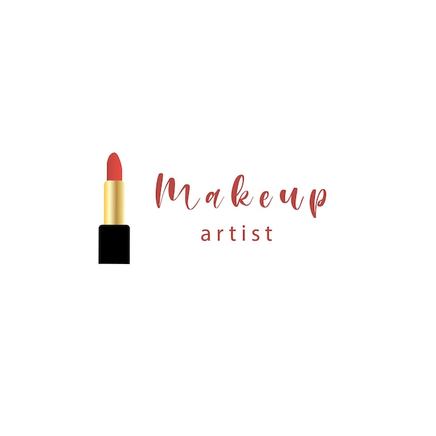 Fashion lettering logo with lipstick. brush stroke vector sketch cosmetic quote.