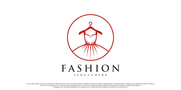 Fashion logo design with dress fashion Premium Vector