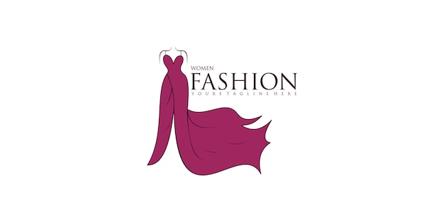 Fashion logo design with dress fashion premium vector