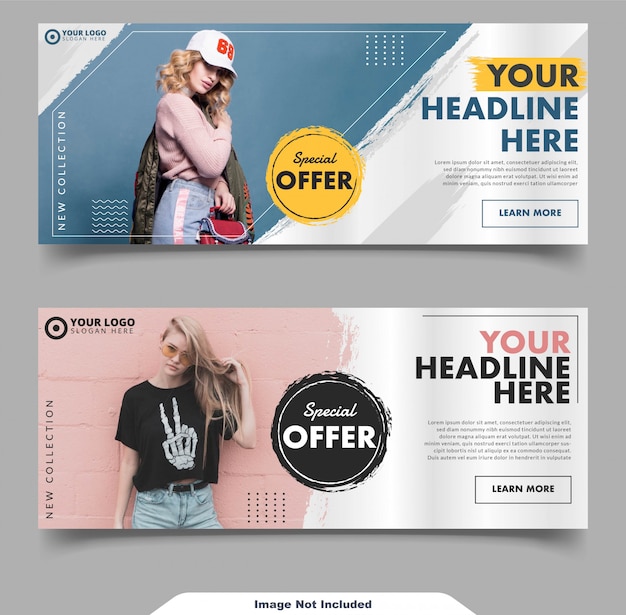 Vector fashion long banner social media post