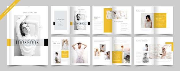 Vector fashion look book layout photo book design magazine design