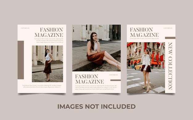 Vector fashion magazine cover collection