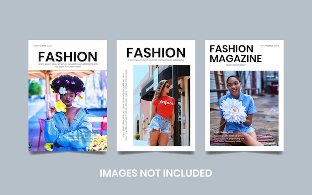 Vector fashion magazine cover collection