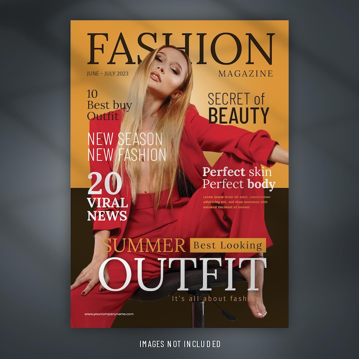 Vector fashion magazine cover design template