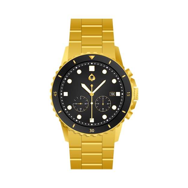 Вектор Модные мужские золотые часы из нержавеющей стали, роскошные минималистичные кварцевые наручные часы, мужские деловые повседневные часы