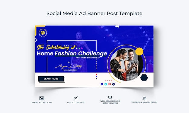 Fashion mens and women fashion social media facebook ad banner post template premium vector