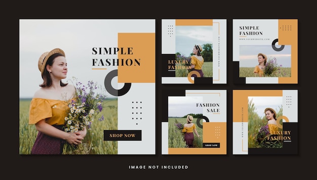 Fashion minimalist social media post template collection