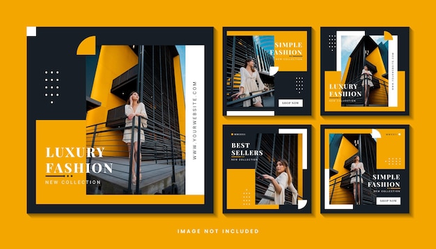 Vector fashion minimalist social media post template collection