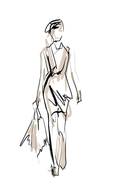 Vector fashion model vector sketch