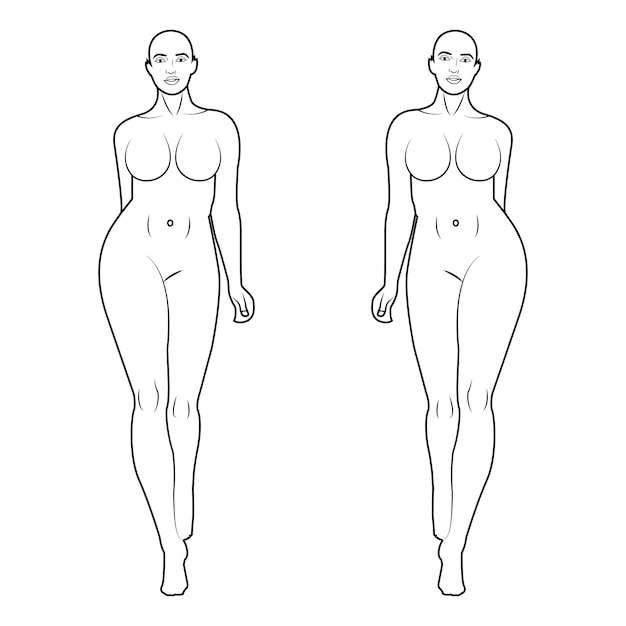 Vector fashion models posing vector illustration woman body templates