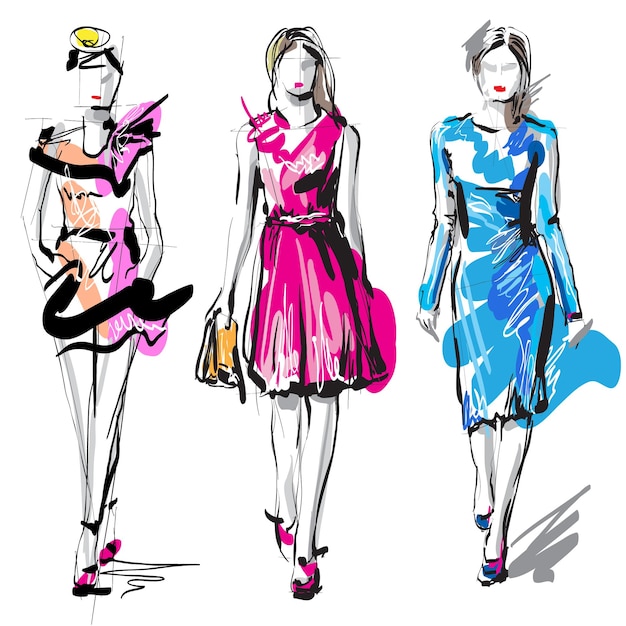 Vector fashion models sketch