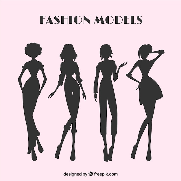 Vettore raccolta modelli di moda solhouettes