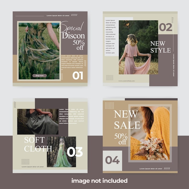 Fashion nature banner social media post template collection