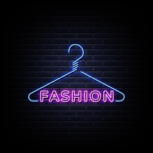 Insegna al neon di moda. logo al neon di moda