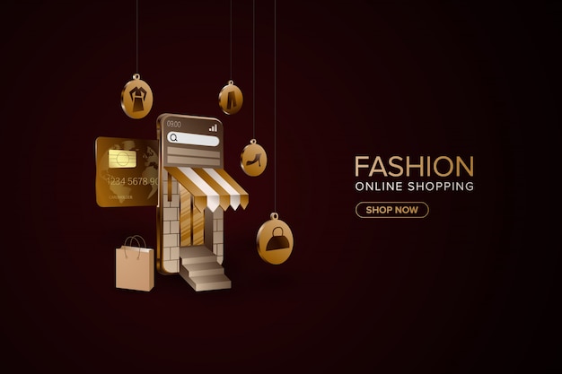 Premium Vector  Fashion online shopping with smartphone background