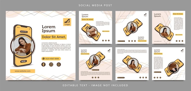 Vector fashion online store social media post template concept