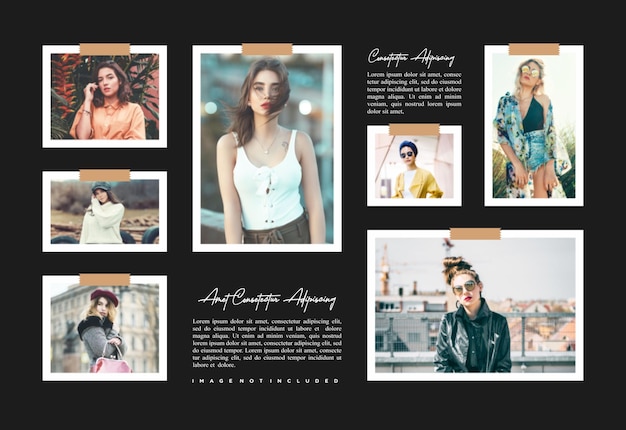 fashion pictures or photos frame collage and digital photo wall template
